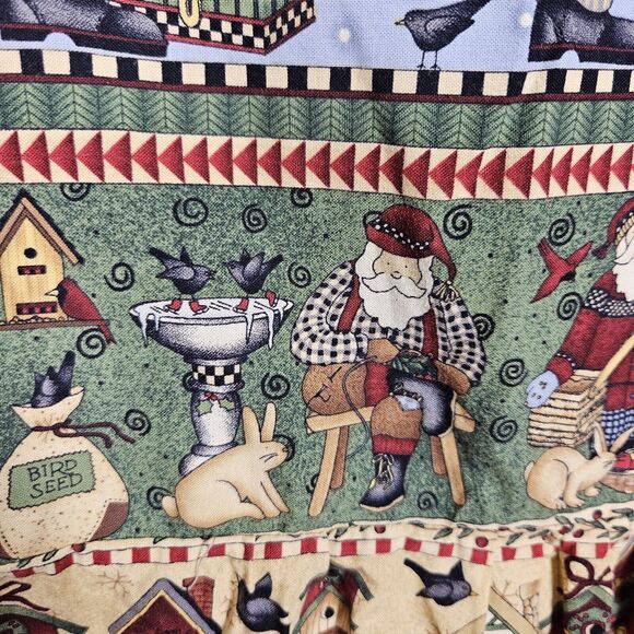 VTG 80s Christmas Sheath Dress Apron Womens Holiday Santa Winter Grandma Birds L - Picture 4 of 9